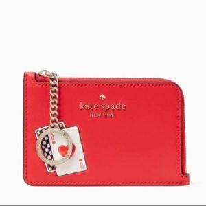 🆕Kate Spade - Lucky Draw L Zip Card Holder Large Red Keychain